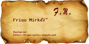 Friss Mirkó névjegykártya